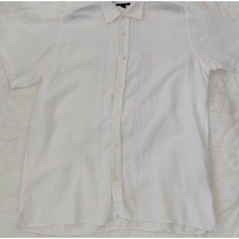 Banana Republic Womens White Linen Short Sleeve Button Up Shirt XL Resort Wear